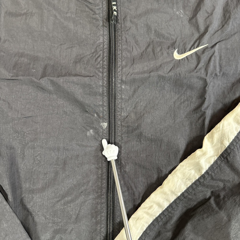 Nike Jacket Mens Large Black Stripe Full Zip Windbreaker Athletic Track - Picture 4 of 6